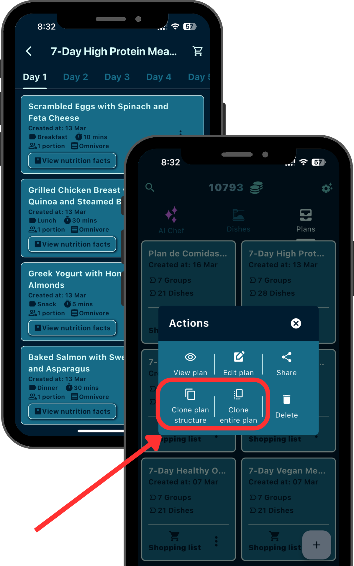 Unlock the power of AI meal generation or create flexible meal plans that can be cloned, edited, and reused to fit your ever-changing lifestyle.